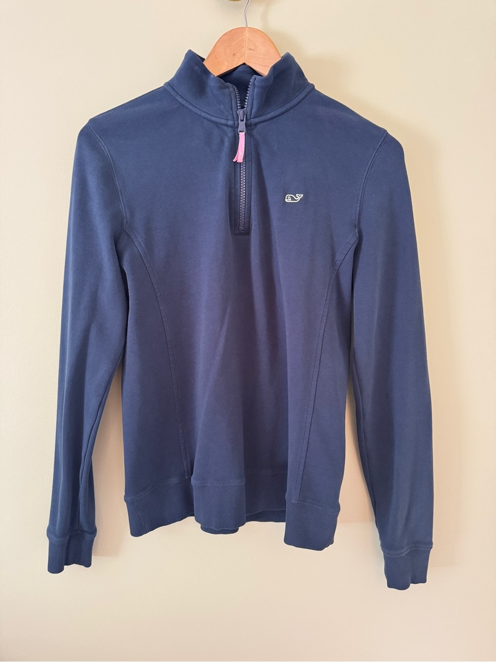 Vineyard Vines Navy Quarter-Zip Cotton Pullover Womens